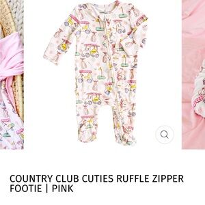 Caden Lane - Ruffle Zipper Footie - Country Club Cutie Print - Size 0/3